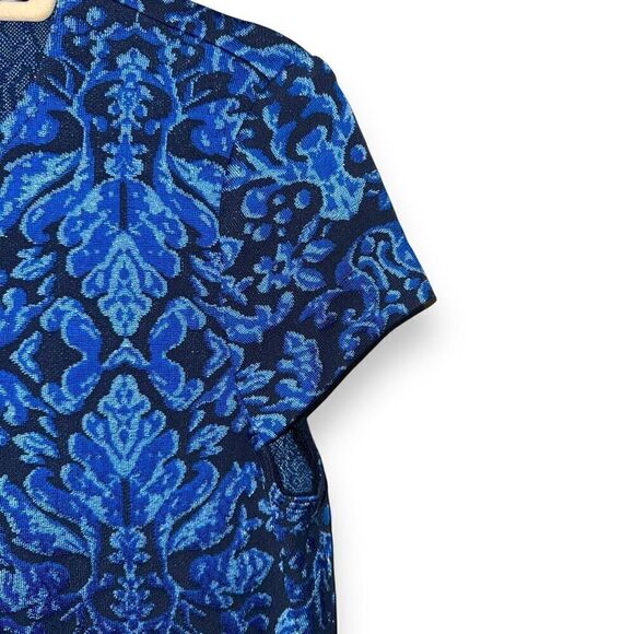 St. John Navy & Royal Blue Knit Made in USA Formal Dress Sz 8 - Picture 4 of 6